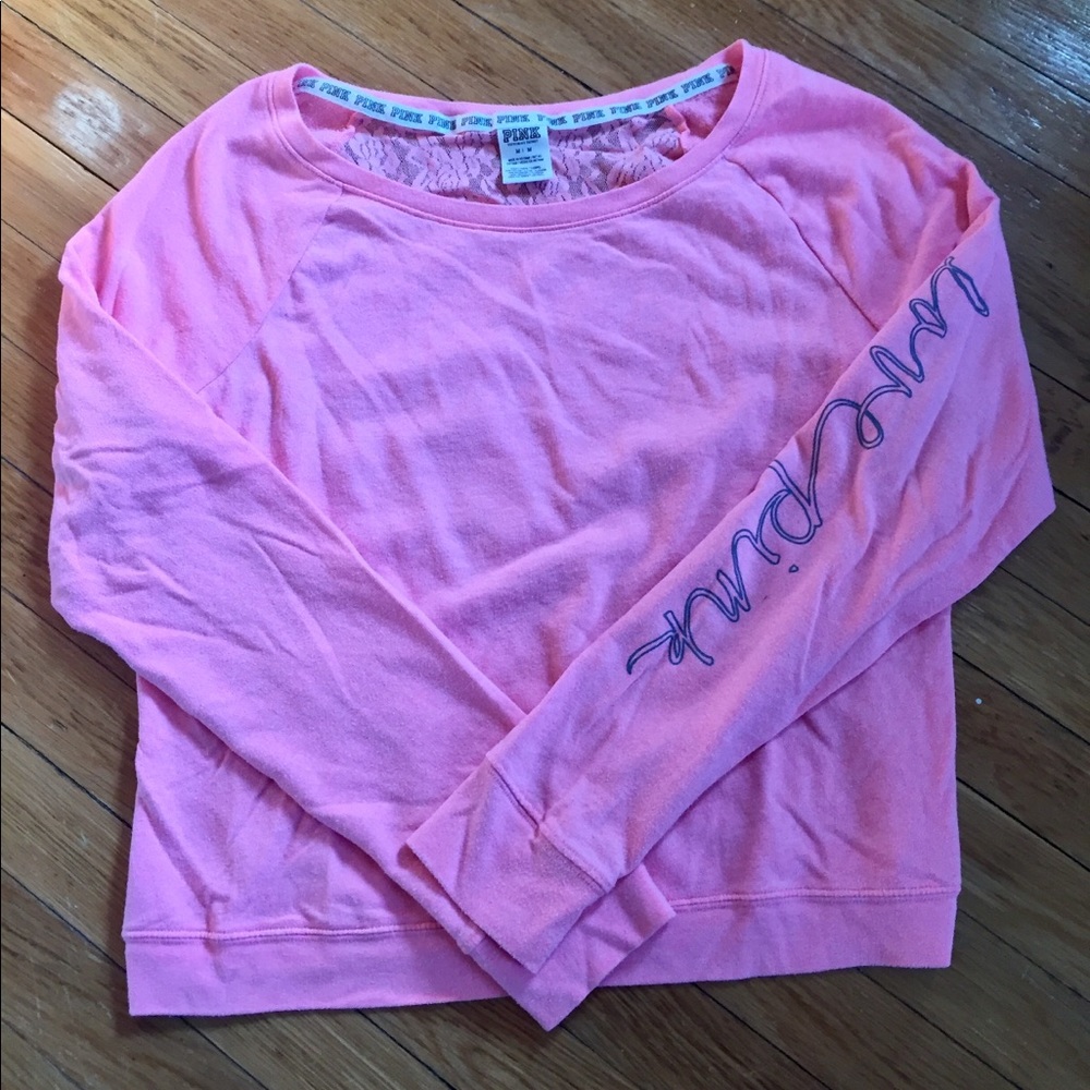 NWOT PINK BY VS LACE SWEATER